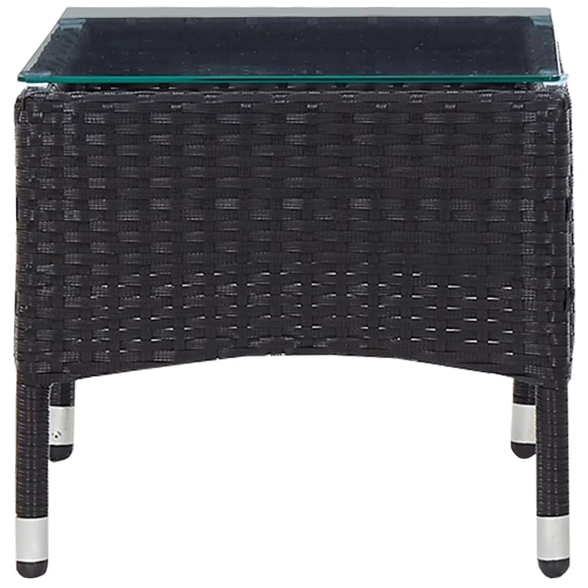 Black Poly Rattan Glass Tabletop Side Table S5076