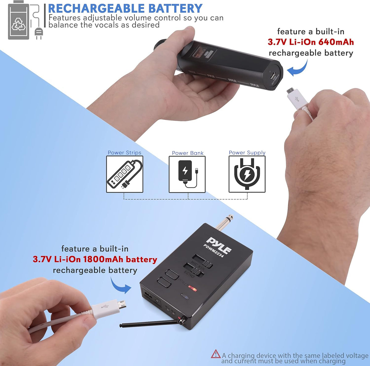 Portable Dual Wireless Microphone System with 2 Handheld Transmitter and 1 Receiver C9542