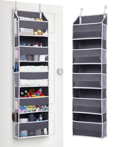 Over Door Hanging Storage Organizer with 5 Large Pockets and Clear Window K77914
