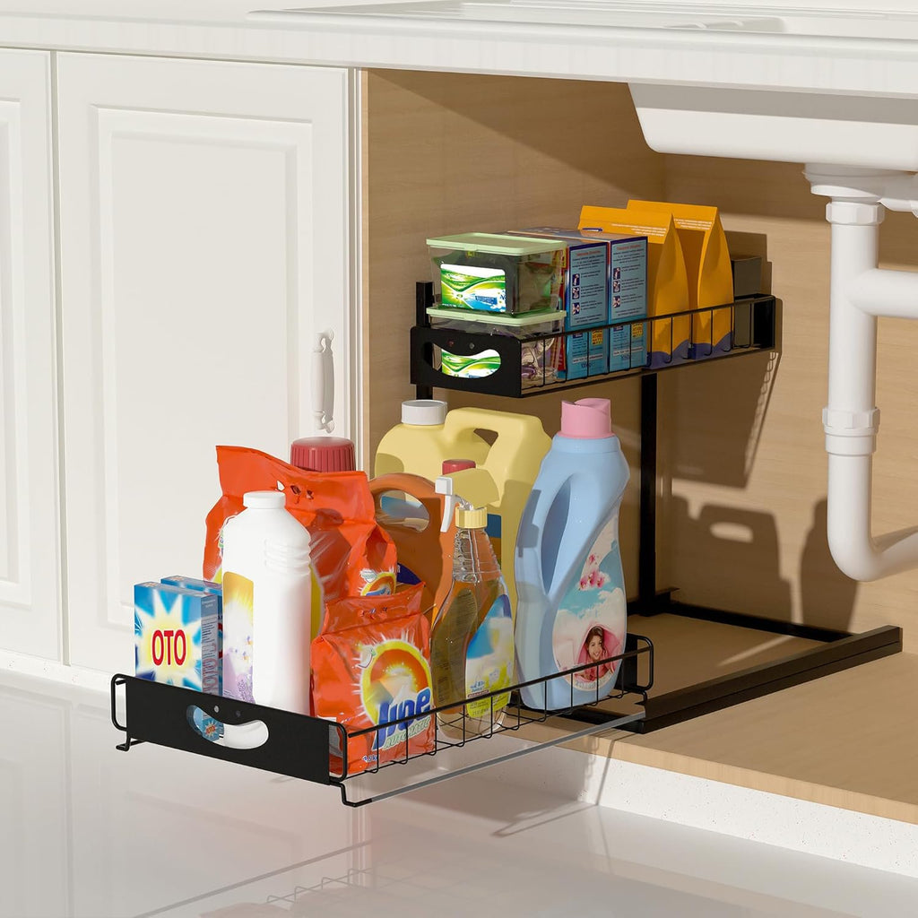 2 Pack Under Sink Organizer with Pull-Out Drawers White L1456