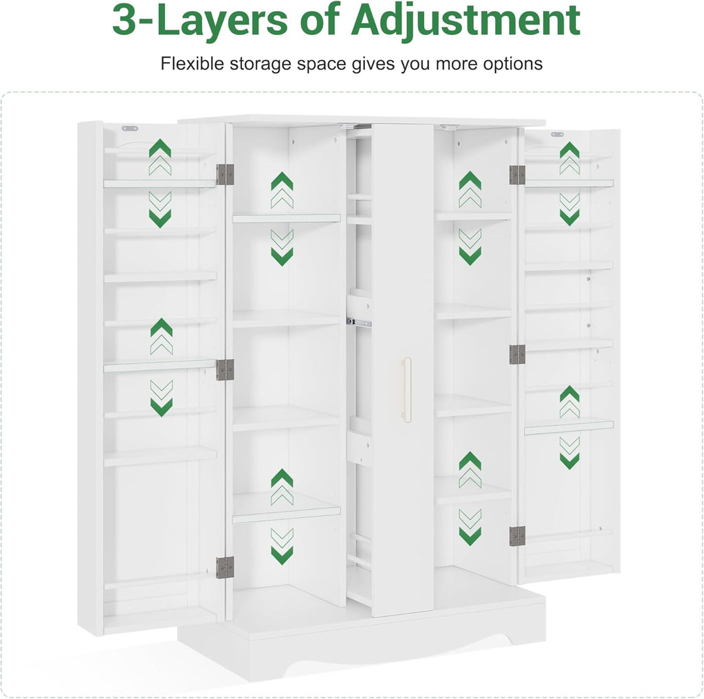 White Kitchen Pantry Cabinet with Drawer and Adjustable Shelves C55768