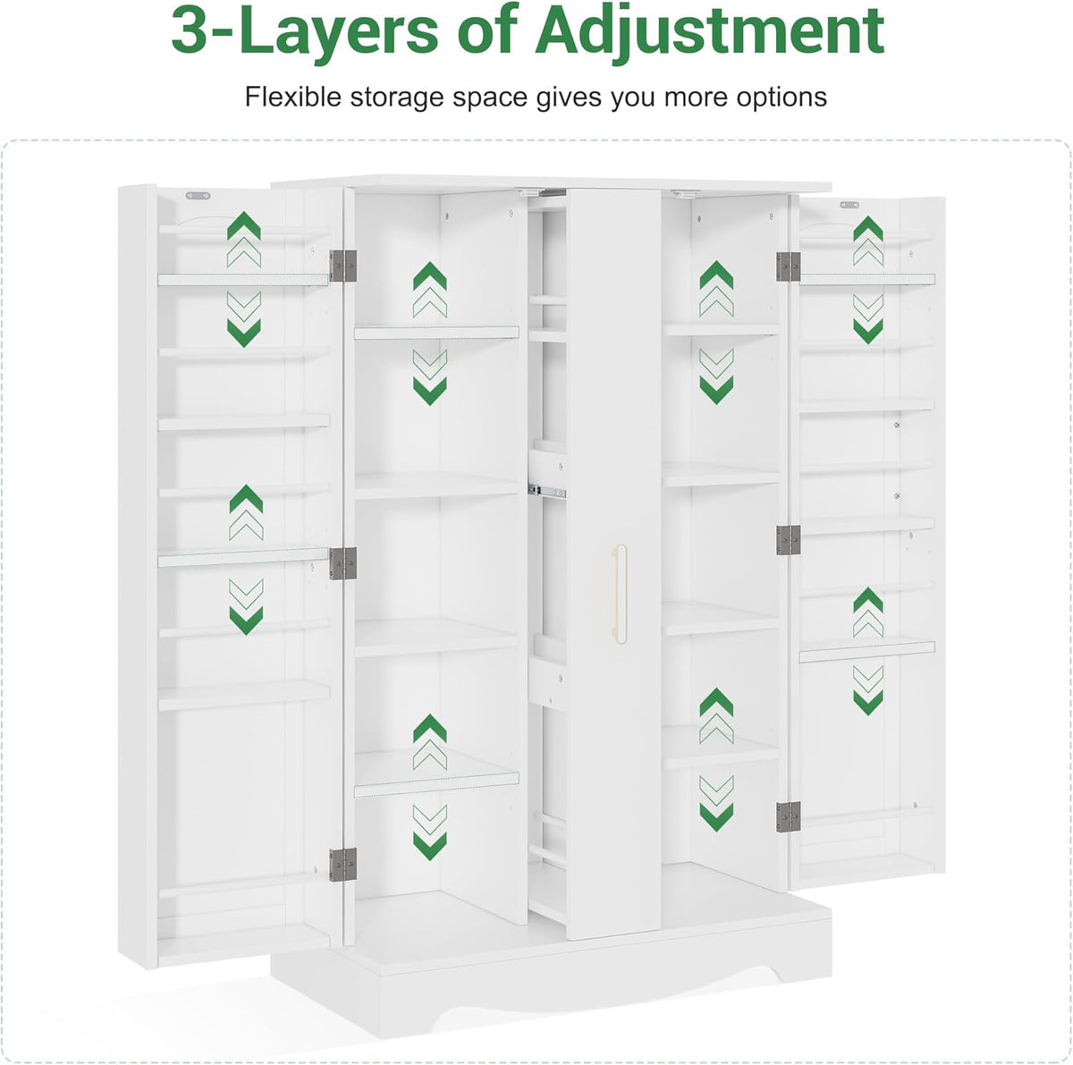 White Kitchen Pantry Cabinet with Drawer and Adjustable Shelves C55768