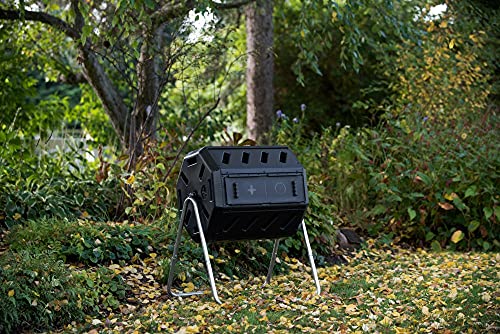 Black 37 Gallon Dual Chamber Tumbling Composter R9015
