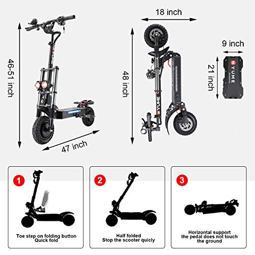 Adult Electric Scooter Dual Motor 52V 2400W 40 MPH 40 Miles 10" Off Road 330lbs Max Load Folding Scooter N73820