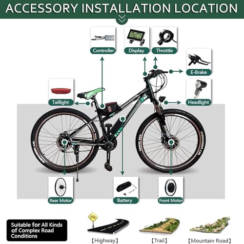 48V 1000W/1500W Rear Wheel Electric Bicycle Hub Motor Kit G295