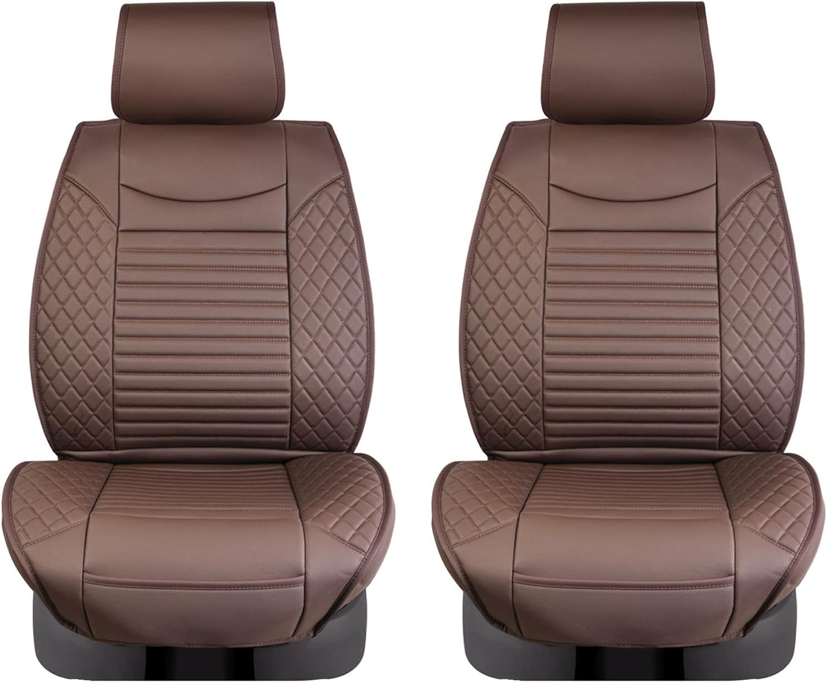 Black Red Waterproof Leather Car Seat Covers Set of 2 P140949