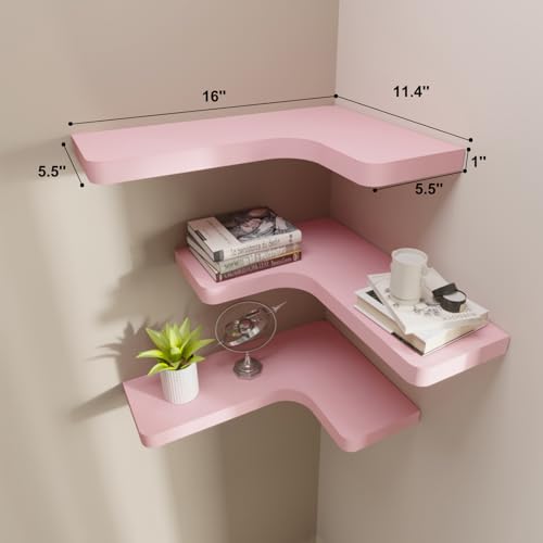 Black Solid Wood Corner Floating Shelves Set of 3 K8187