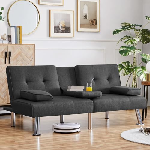 Dark Gray Convertible Sofa Bed T559364