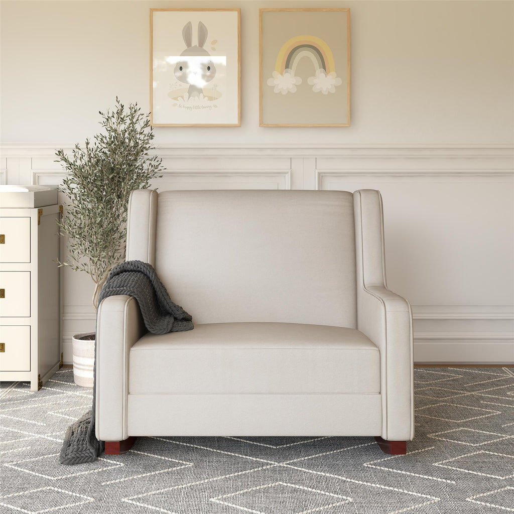Beige Microfiber Double Rocker Chair V607
