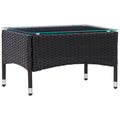 Black Poly Rattan Glass Tabletop Side Table S5076