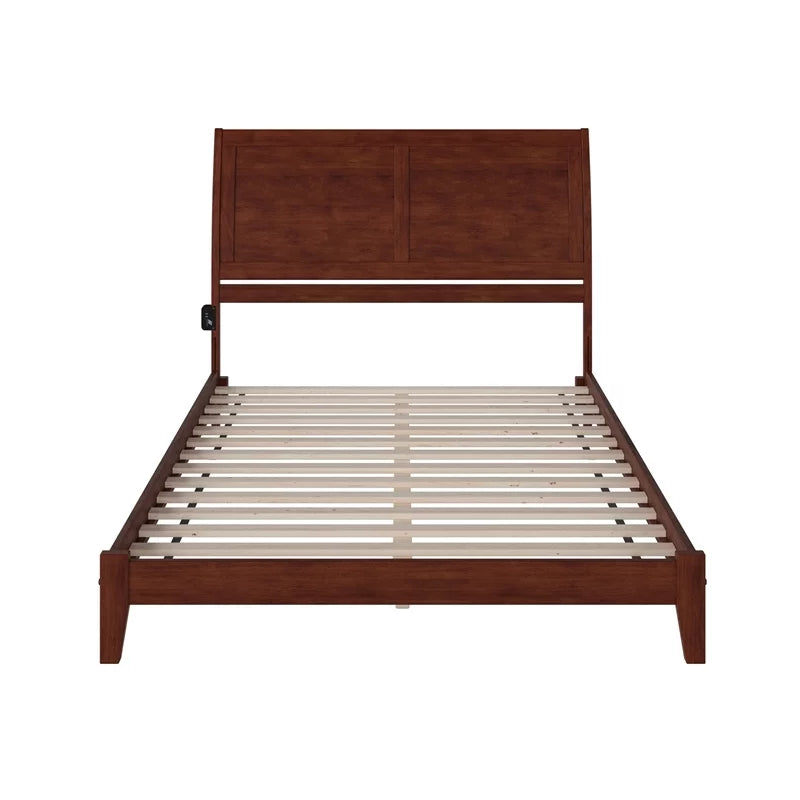 Solid Wood Queen Platform Bed in Walnut T8596