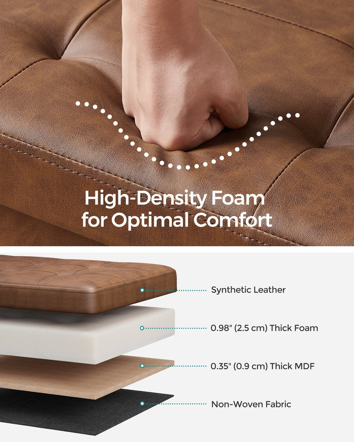 Black Folding Storage Ottoman Bench F751