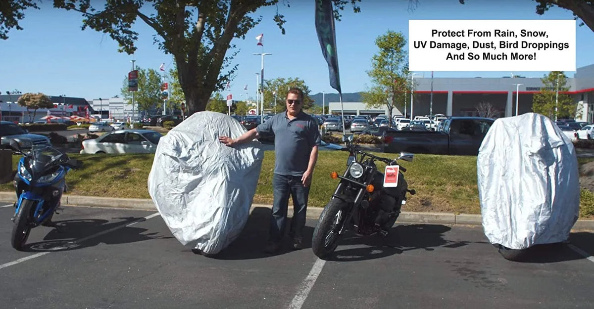 Motorcycle Cover with Reinforced Securing Straps and Storage Bag M6559
