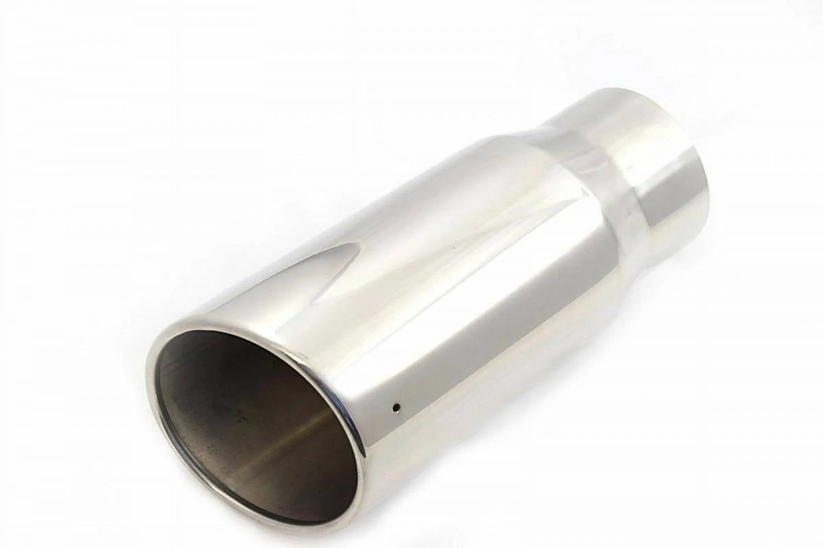 12" Polished SS Bolt On Exhaust Tip Rolled Angle Cut 4" Inlet 5" Outlet S72578