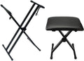 Heavy-Duty Double-X Adjustable Piano Keyboard Stand and Classic Piano Bench N6596