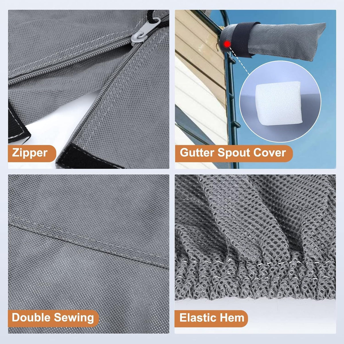 5th Wheel RV Cover Heavy Duty Camper Cover with 2Pcs Straps & Gutter Covers U64176