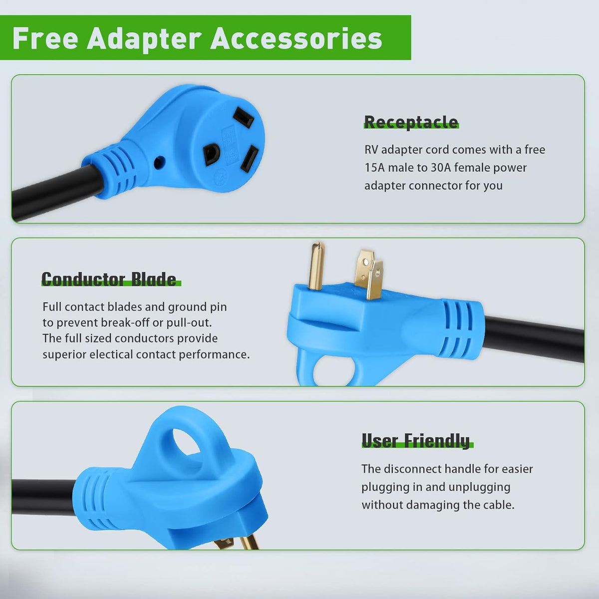 50FT 30AMP RV Extension Cord 10AWG/3C R8332