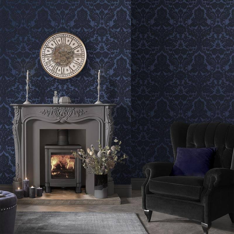 Gothic Damask Noir Wallpaper H40481