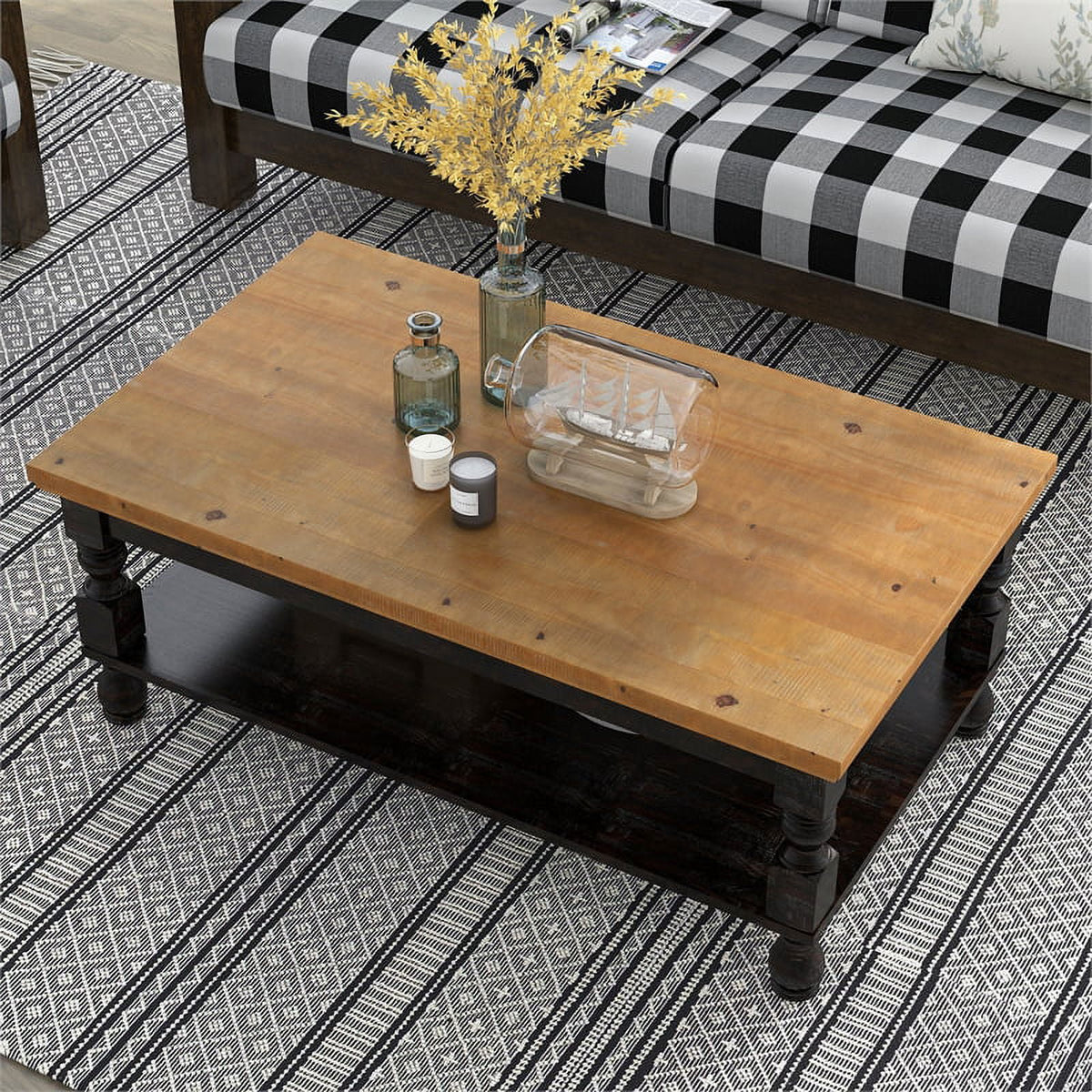 Rustic Wood 1-Shelf Coffee Table R51496