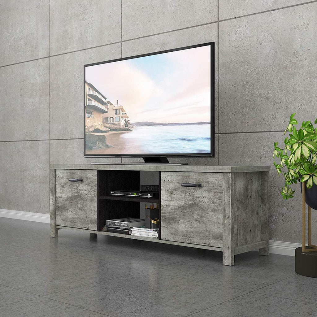 Light Grey Wood TV Stand with Two Drawers C3097