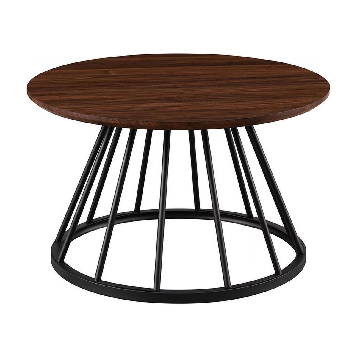 Dark Walnut Black Wood Coffee Table with Metal Base D48682