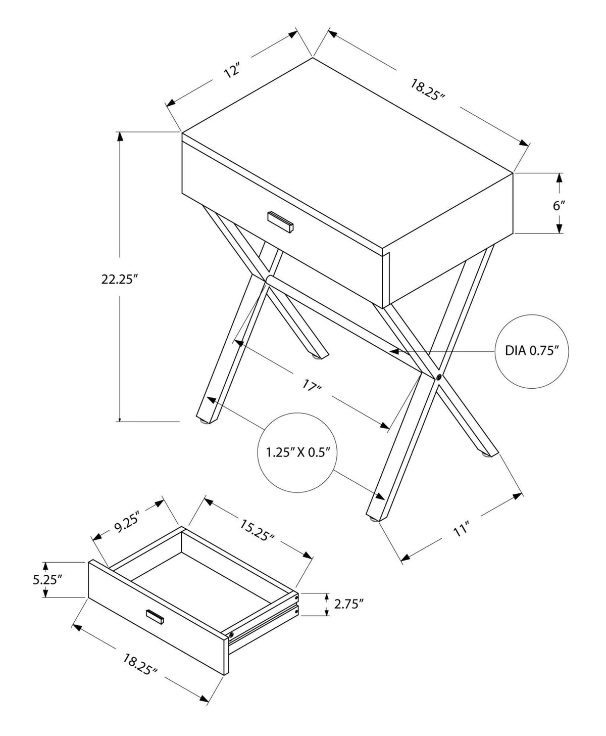 Taupe Finish and Black Metal Accent Table D206057