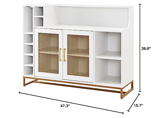 White Wine Bar Cabinet with Wine Rack J72608