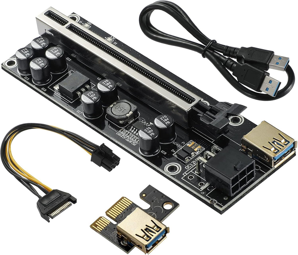 PCIE Riser with RGB LED Light & 60cm USB 3.0 Extension Cable 6 Pack K73981