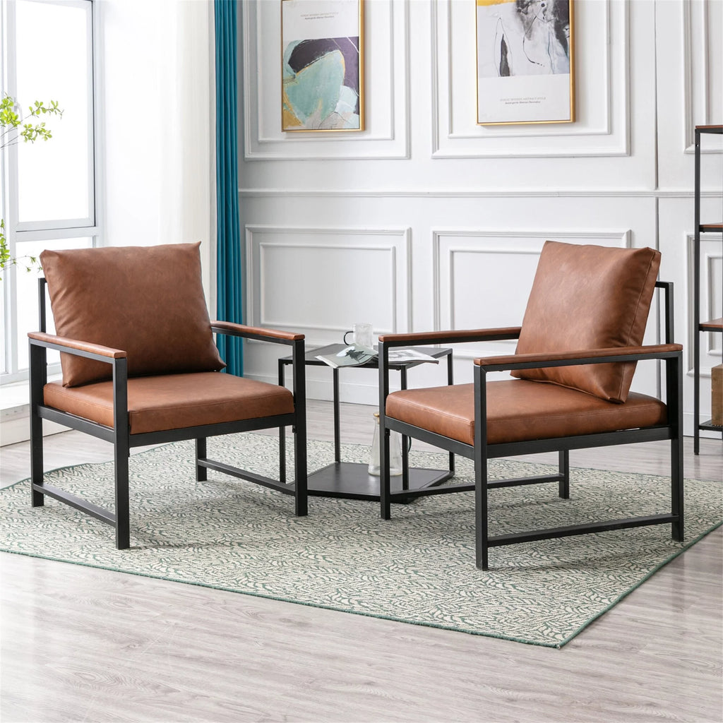 Faux Leather Metal Frame Accent Chair Grey Q1486