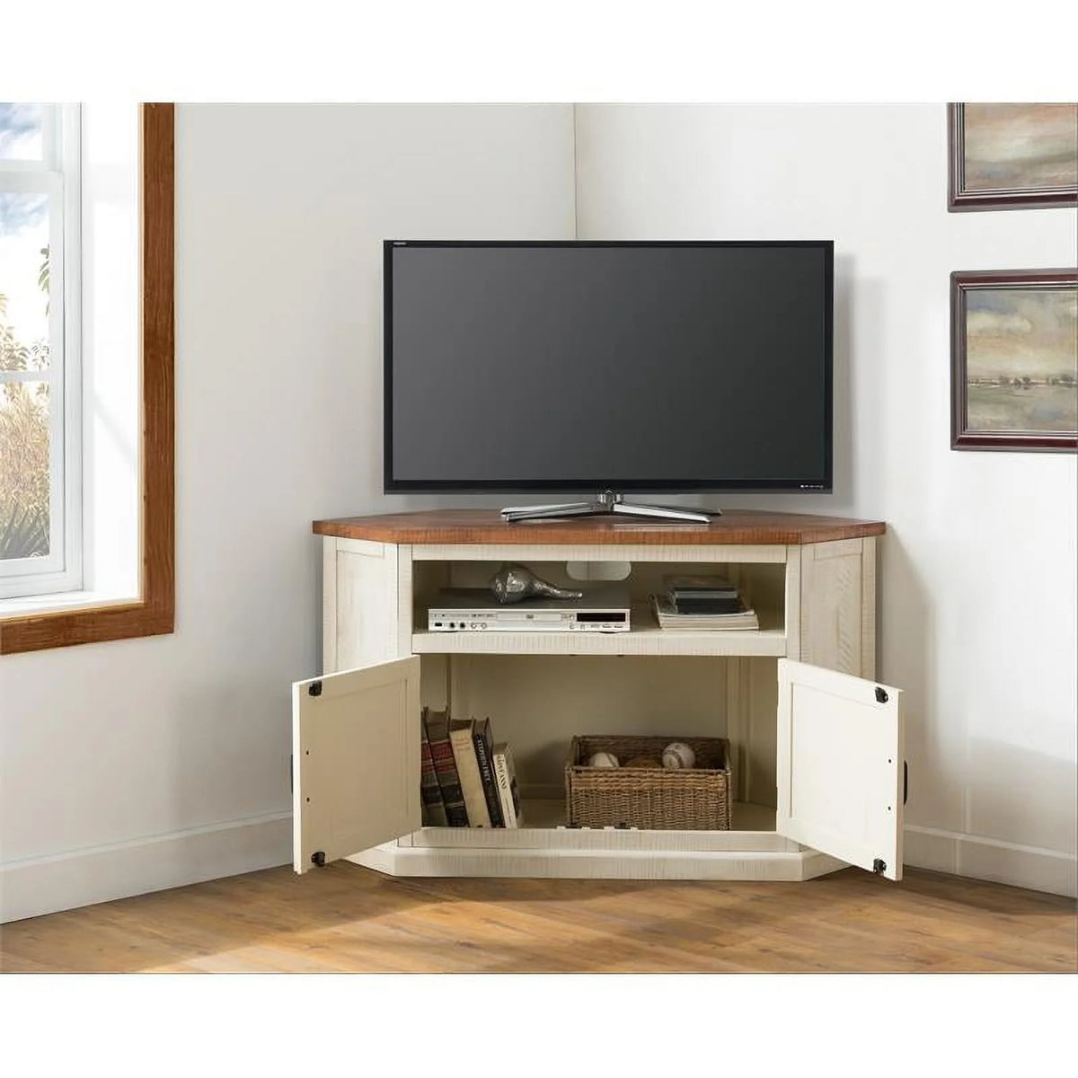 Rustic Wood Corner TV Stand N2371