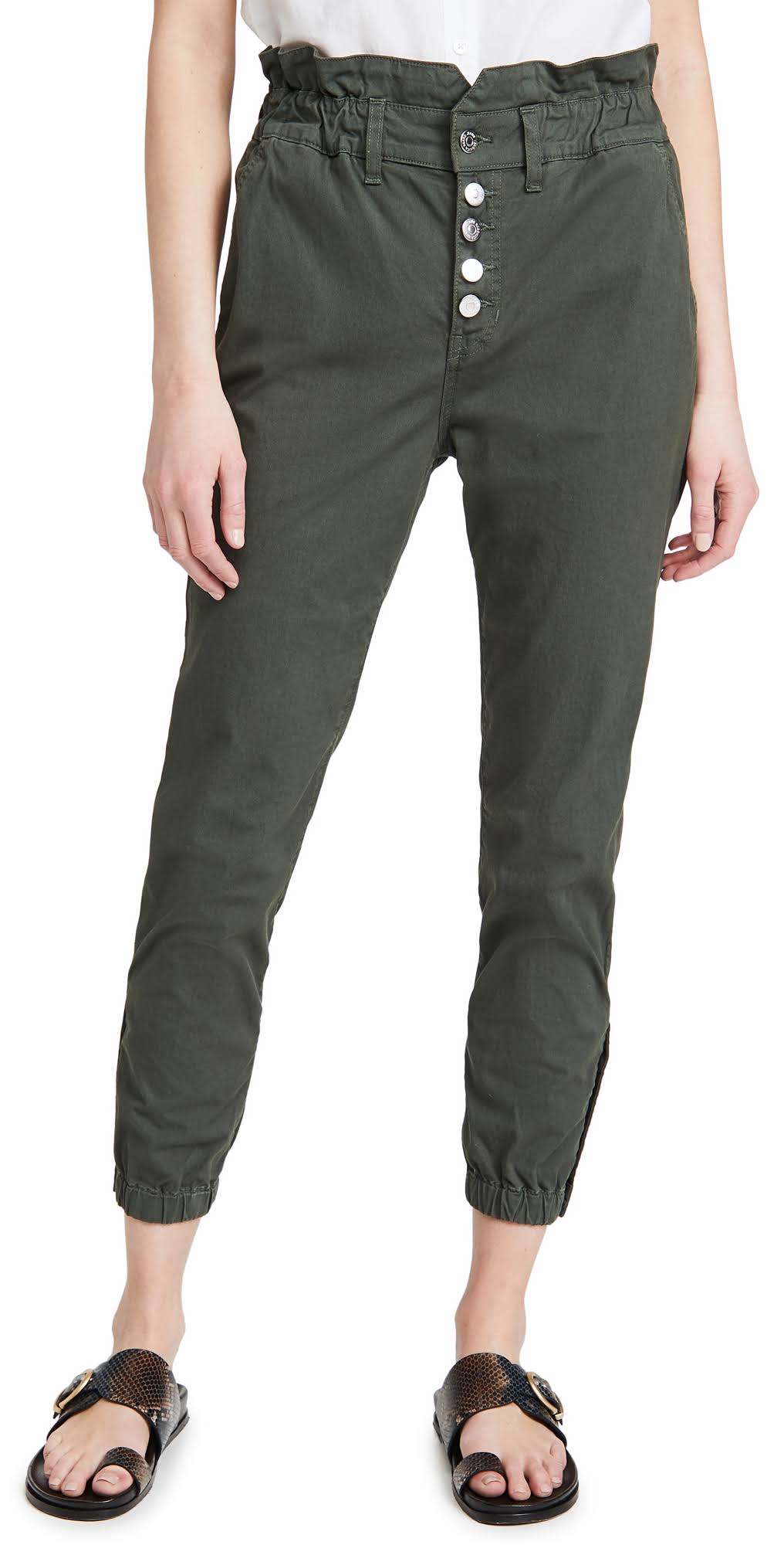 Army Green Elastic Waist Pant W313