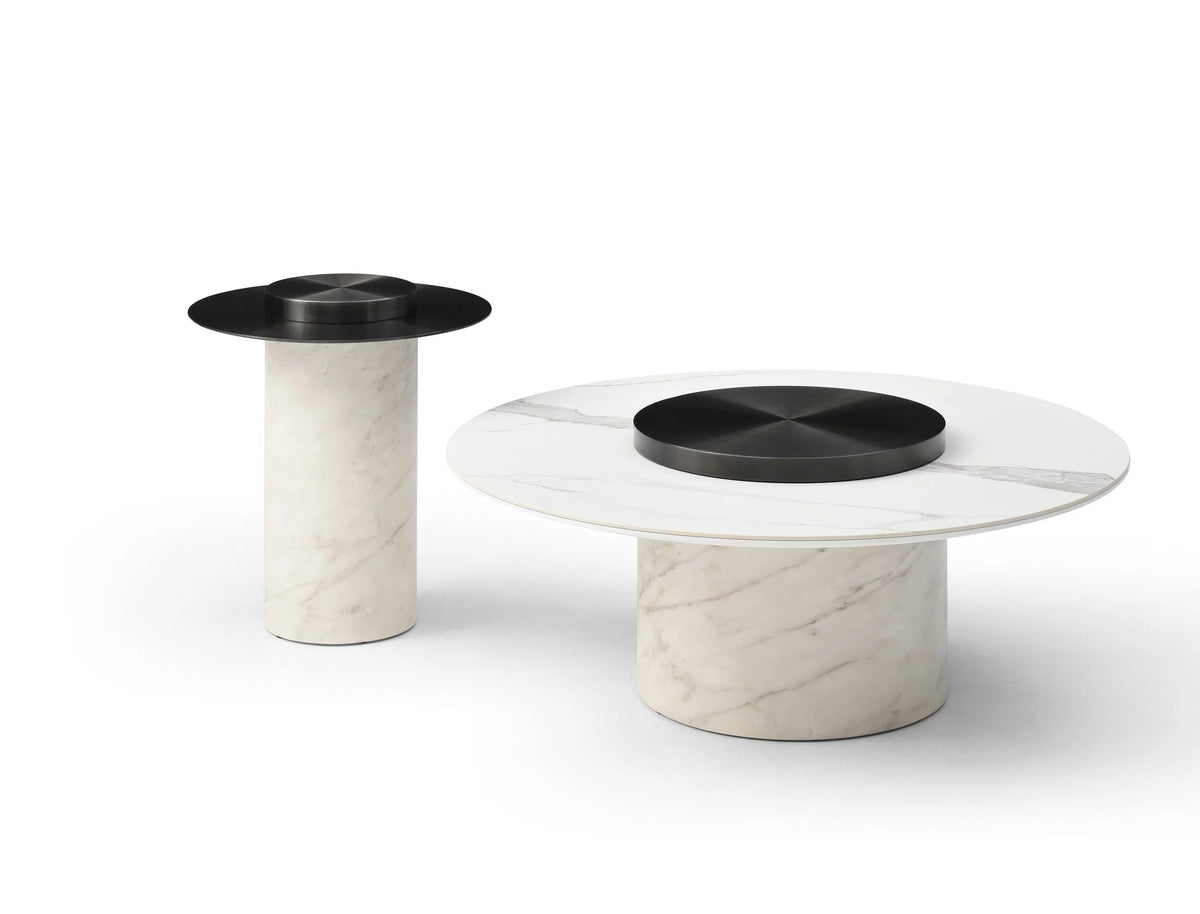 Side Table with Stainless-Steel Top and Wood Base A284998