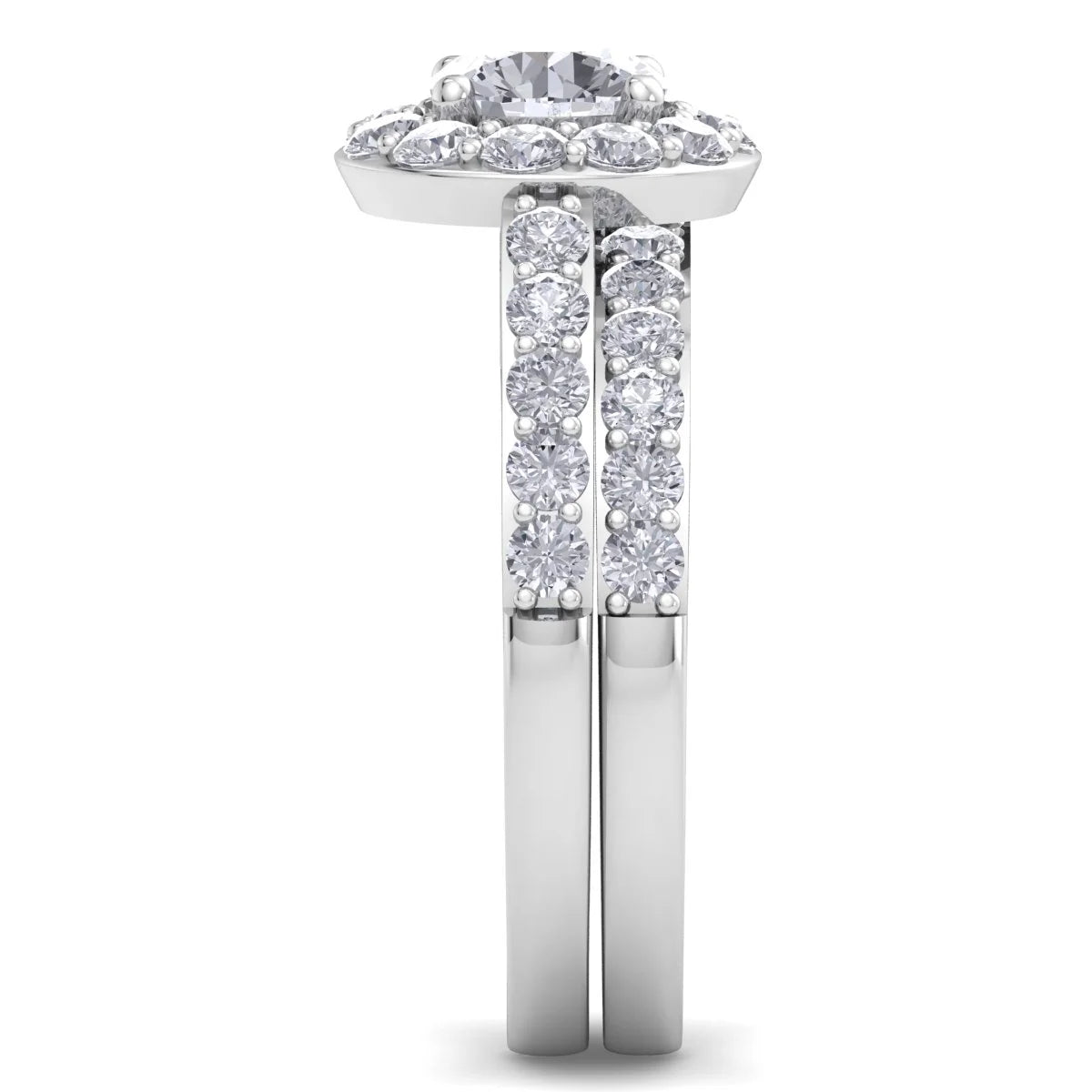 2 1/4 Carat Round Lab Grown Diamond Bridal Set In 14K White Gold O39253