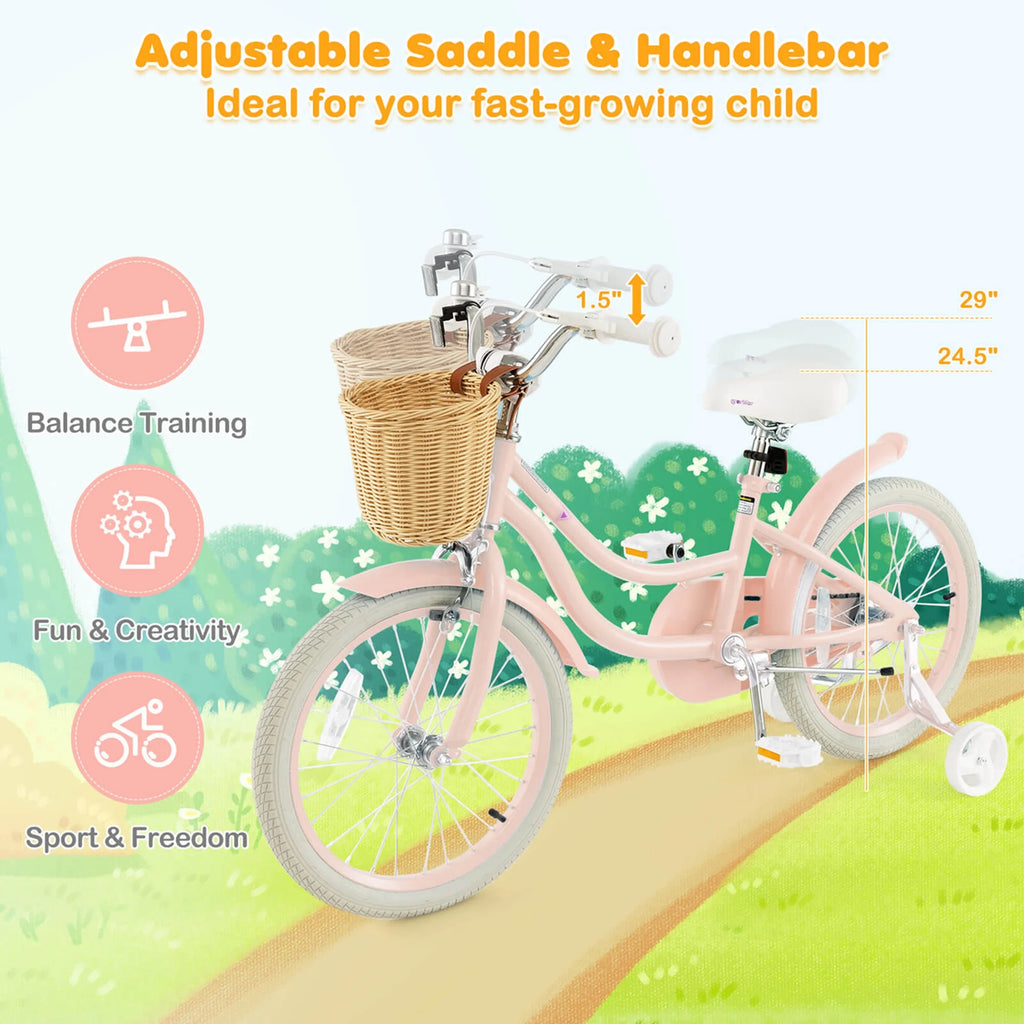Green Kid's Bike with Training Wheels O8740