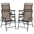 Set of 4 Portable Folding Sling Chairs with Armrest C6835