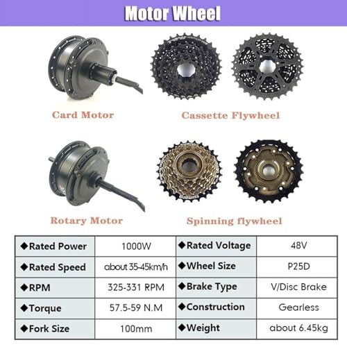 48V 1000W/1500W Rear Wheel Electric Bicycle Hub Motor Kit G295