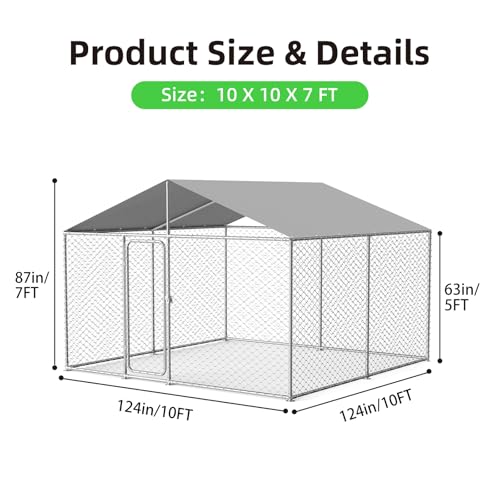 7.8x7.8 ft Outdoor Heavy Duty Dog Kennel with Waterproof Cover Roof and Security Lock N15997