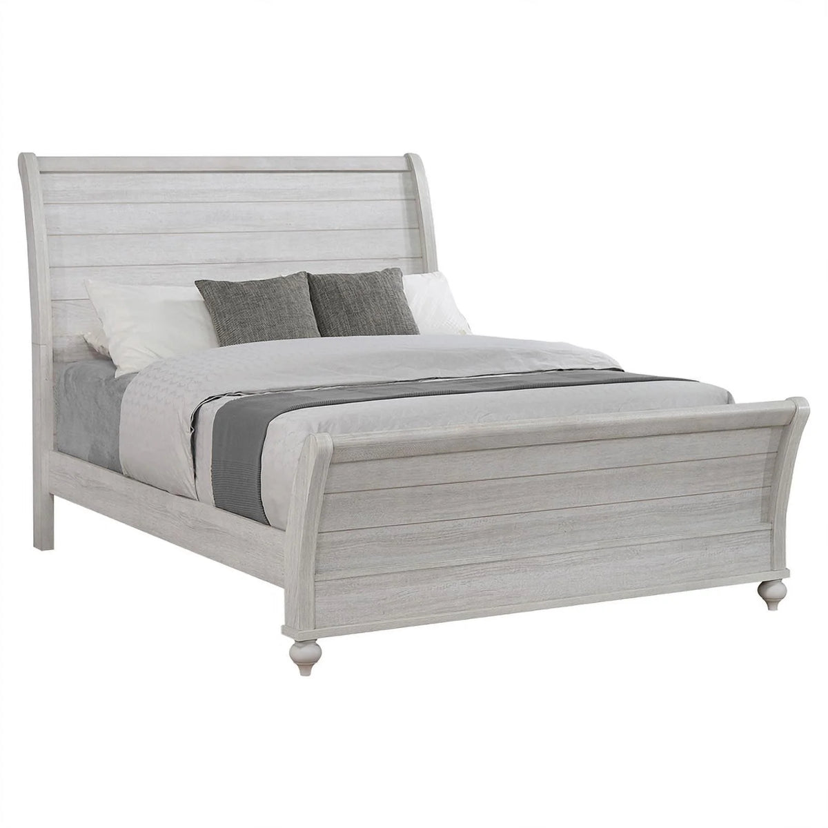 Gray Wood Eastern King Sleigh Panel Bed V76744