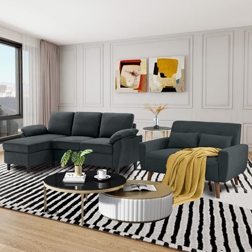 Dark Grey Convertible Sectional Sofa X470