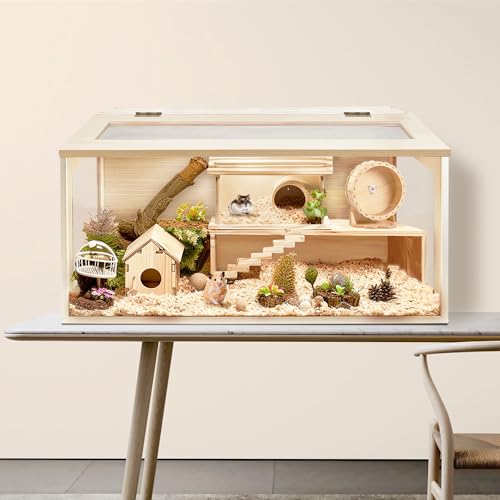 Extra Large Wooden Hamster Cage with Acrylic Sheets (32 x 16 x 16 Inch) D5541