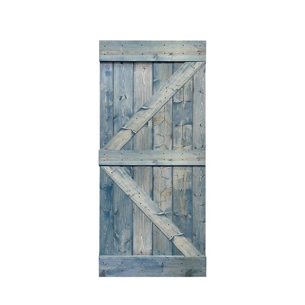 Red Walnut Stained Solid Pine Wood Interior Sliding Barn Door Slab Z311860