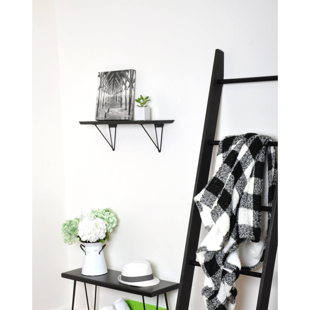 Black Wood Bracket Shelf R8347