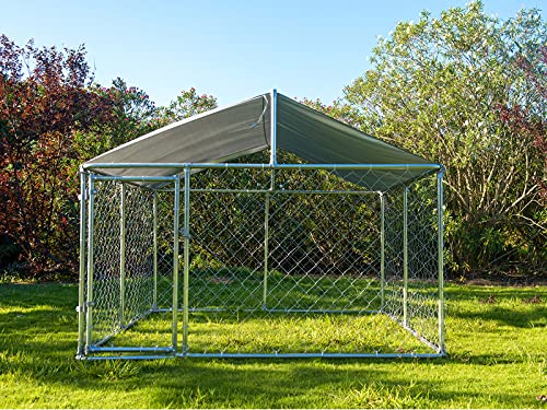 Large Heavy Duty Outdoor Dog Kennel with Water-Resistant Cover W6733