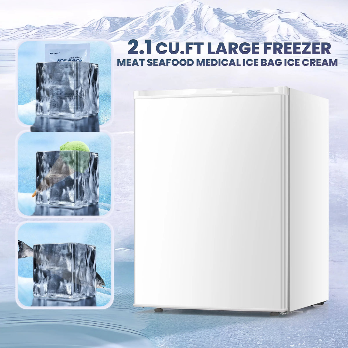 3.0 Cu.ft Compact Upright Freezer with Reversible Door V3215