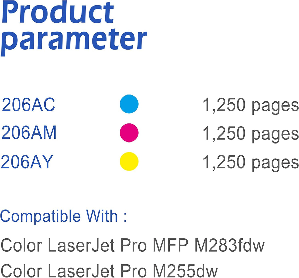 206A Toner Cartridge 6 Pack (2 Cyan 2 Magenta 2 Yellow) C70587