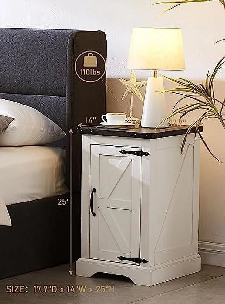Black Rectangular Wood Nightstand with Charging Station H806