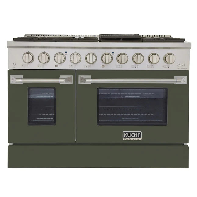 48 6.7 cu ft Natural Gas Range in Olive Green N952