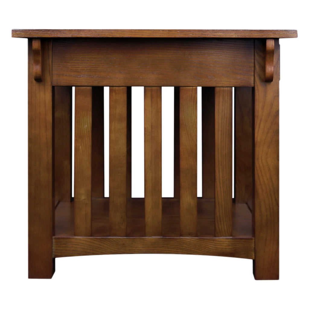 Medium Oak Solid Wood End Table with Drawer D957
