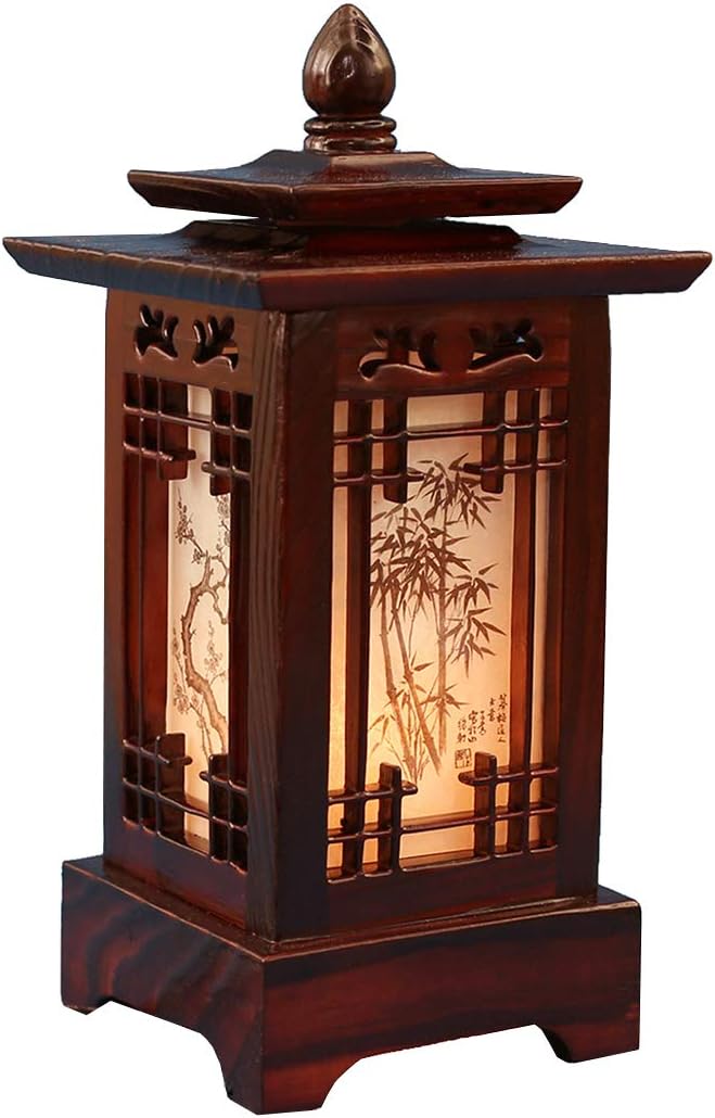 Carved Wood Table Lamp E7235