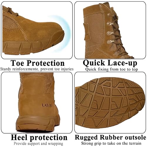 Lightweight Tactical Military Boots Side Zipper Lace Up R7684